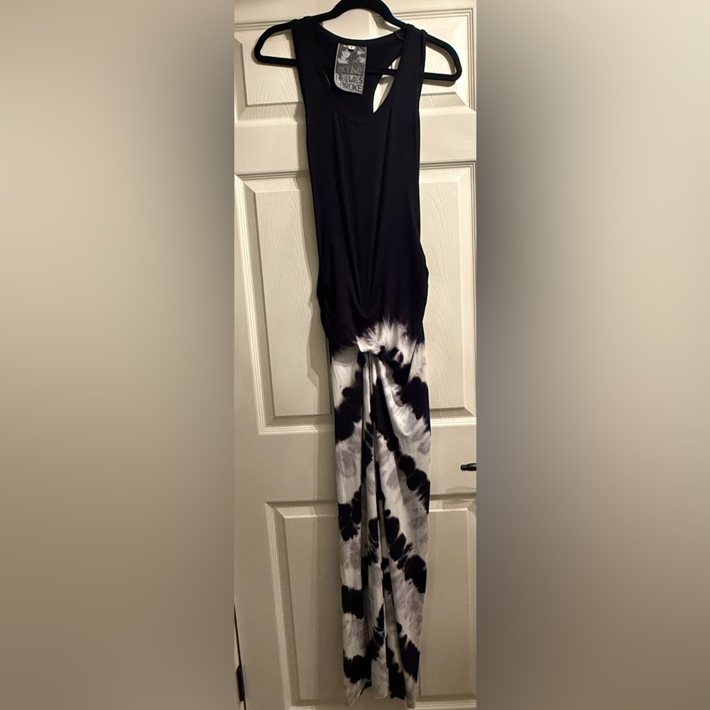 Young Fabulous & Broke Black and White Tie-Dye Maxi Dress